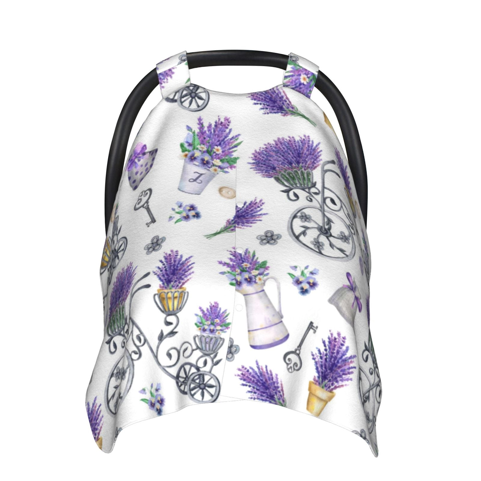 Naloa Lavender Bicycle Baby Car Seat Cover, Breathable Baby Carrier Cover, Multiuse Baby Carrier Cover & Nursing Breastfeeding Cover