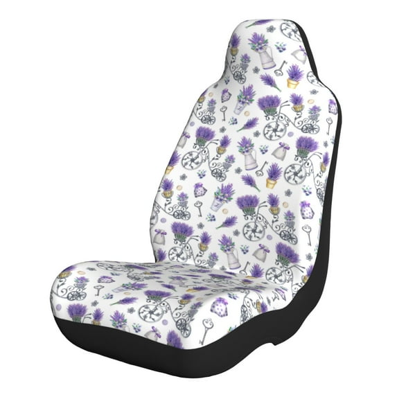 Naloa Lavender Bicycle Car Seat Covers 2PCs Front Car Seat Covers Universal fit for Most Cars SUVs and Trucks - 1