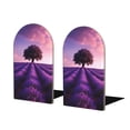 thumbnail image 1 of Naloa Lavender Field Sunset Wood Non-Skid Bookend for Shelves,Book Ends for Heavy Books, Book Stand for CDs,1 Pair, 1 of 7