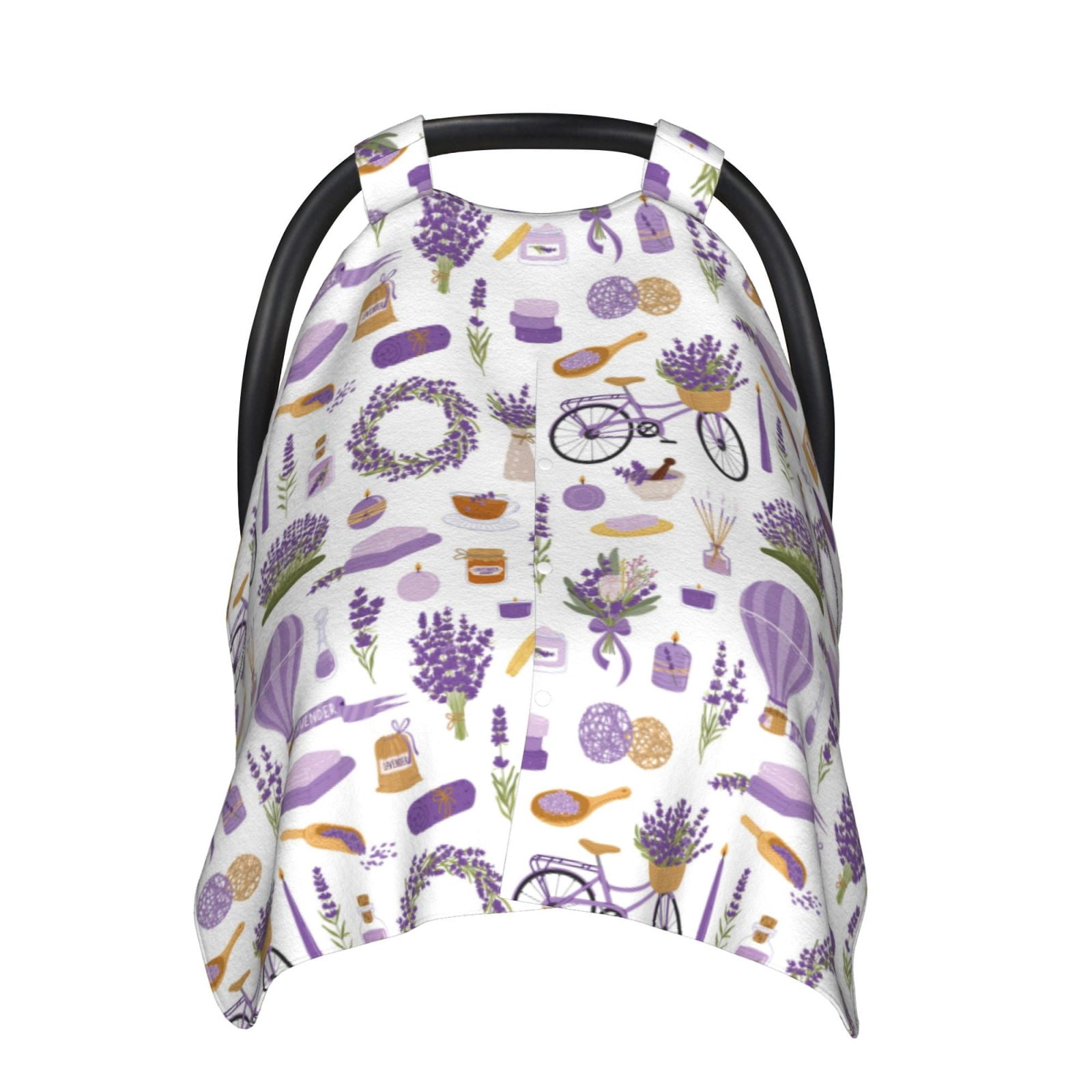 Naloa Lavender Flowers Baby Car Seat Cover, Breathable Baby Carrier Cover, Multiuse Baby Carrier Cover & Nursing Breastfeeding Cover