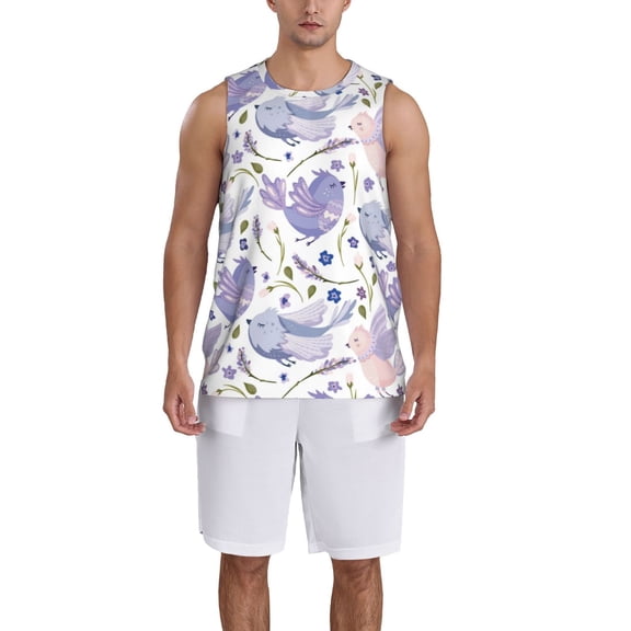 Naloa Lavender Flowers Basketball Jersey Reversible Men's Mesh Athletic Sports Shirts Training Practice S-4XL4X-Large