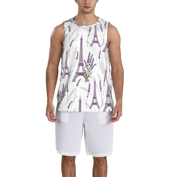 Naloa Lavender Flowers Basketball Jersey Reversible Men's Mesh Athletic Sports Shirts Training Practice S-4XLX-Large