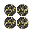 thumbnail image 1 of Naloa Lavender Flowers Leather Coasters for Drinks, Durable Drink Coasters 4 Set for Tabletop Protection, Luxurious Home Décor and Housewarming Gift ( {designName})Octagon, 1 of 6
