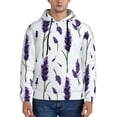 thumbnail image 1 of Naloa Lavender Flowers Men's Casual Hooded Collar Drawstring Hoodies Pullover Sweatshirts Casual Long Sleeve Shirts-Small, 1 of 7