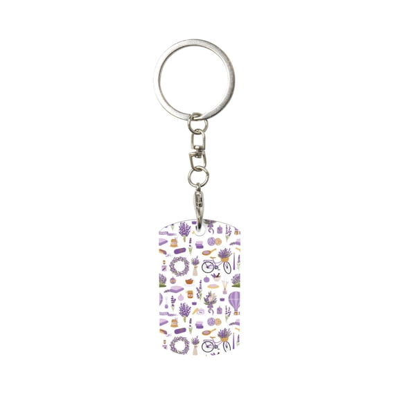 Naloa Lavender Flowers Print Keyfob with Split Key Ring and Print Labels, Key Labels Key Chain Tags, Luggage Tags, Car Key Chain Ring Keyfob Gift