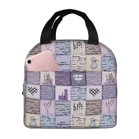Naloa Lavender Flowers Print Lunch Box for Women Men,Insulated Lunch Bag,Lunchbox,Thermal Leakproof Cooler,Reusable Lunch Tote Bag for Work School Travel Picnic