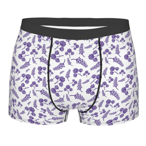 Naloa Lavender Flowers Print Mens Underwear - Boxers for Men, Classic Briefs for Men