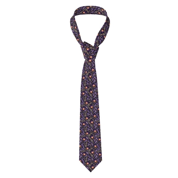 Naloa Lavender Flowers Print Solid Color Tie Formal Necktie for Men,Suitable for business, daily life, work
