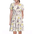 thumbnail image 1 of Naloa Lavender Flowers Print Womens Summer A-Line Dress with Pockets,Short Sleeve Dresses,Flowy Beach Swing Dress for Vacation Travel, 1 of 6