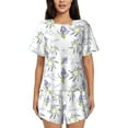 thumbnail image 1 of Naloa Lavender Flowers Women's Short-Sleeved Pajama Set, Loungewear, Summer pajamas, Breathable Cozy - 3X-Large, 1 of 9