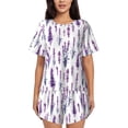 thumbnail image 1 of Naloa Lavender Flowers Women's Short-Sleeved Pajama Set, Loungewear, Summer pajamas, Breathable Cozy - Large, 1 of 9