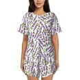 thumbnail image 1 of Naloa Lavender Flowers Women's Short-Sleeved Pajama Set, Loungewear, Summer pajamas, Breathable Cozy - XX-Large, 1 of 9
