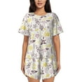 thumbnail image 1 of Naloa Lavender Flowers Women's Short-Sleeved Pajama Set, Loungewear, Summer pajamas, Breathable Cozy - XX-Large, 1 of 9