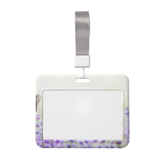 Naloa Lavender and Butterfly Card Badge Holder Work Badge Sleeve for Office, School, Factory, ID Credit Cards, Driver Licenses and Passes