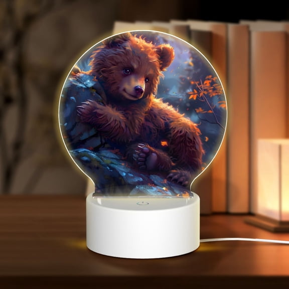 Naloa Lazy Stone Bear Acrylic LED Night Light Custom LED Lights Personalized Nightlight Customized Gifts for Family Couples Friends