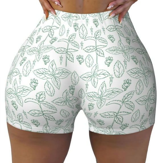 Naloa Leaf Print Biker Shorts for Women Seamless Scrunch Short Women’s Yoga Shorts for Gym Running Sport Shorts - X-Large