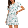 thumbnail image 1 of Naloa Leaf Print Green Print Women Nightgowns,Womens Loungewear,Short Sleeve Sleepwear,Comfy Ladies Nightdress, 1 of 6