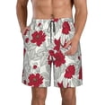 thumbnail image 1 of Naloa Leaves And Anemone Flowers In Red Grey Men's Beach Shorts, Surfing shorts, Swim trunks, Quick Dry Swim Trunks for Surfing Beach Fun - X-Large, 1 of 9