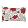 thumbnail image 1 of Naloa Leaves And Anemone Flowers In Red Grey Pillowcase, Throw Pillowcase, Wrinkle-Free, Stain-Resistant with Hidden Zipper for Bedroom Sofa - 14"x20", 1 of 9