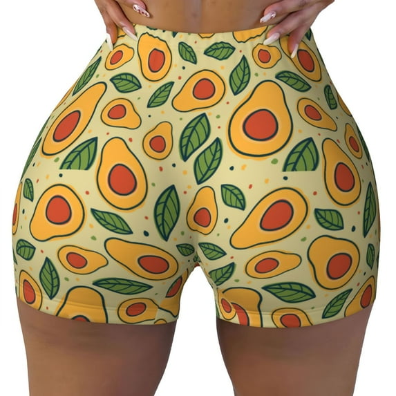 Naloa Leaves Avocado Biker Shorts for Women Seamless Scrunch Short Women’s Yoga Shorts for Gym Running Sport Shorts - X-Large