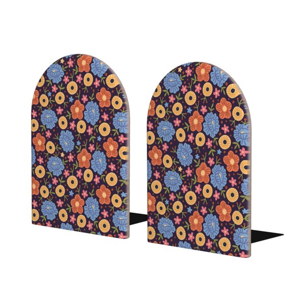 Naloa Leaves Flower 2 Pcs Bookend Large Capacity Office Book Ends for Home Office Library School Study Decoration