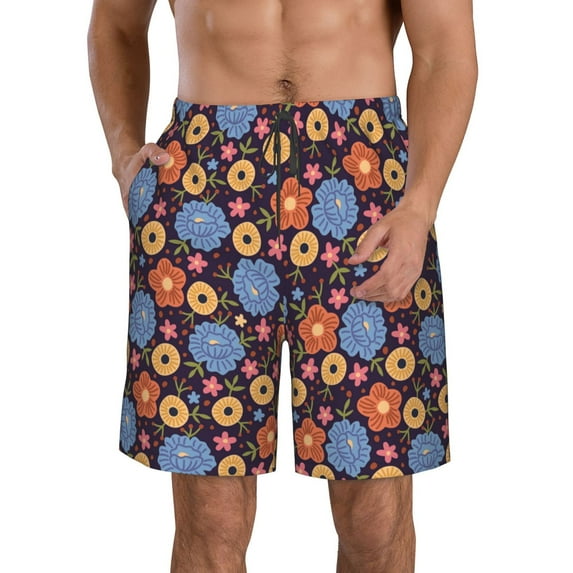 Naloa Leaves Flower Men's Beach Shorts, Surfing shorts, Swim trunks, Quick Dry Swim Trunks for Surfing Beach Fun - Small