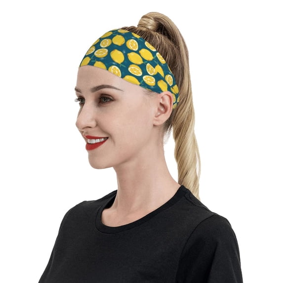 Naloa Lemon Fashionable Sport Sweatband for Running, Yoga, Basketball - Head Circumference 19.6-22.4 inches