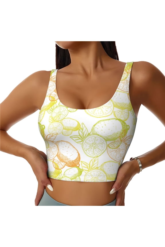 Lemon Potatoes Sports Bras for Women, High Support Bra with Removable Pads, Comfortable - Medium