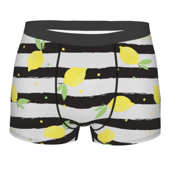 Naloa Lemon Print Mens Underwear - Boxers for Men, Classic Briefs for Men