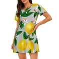 thumbnail image 1 of Naloa Lemon Seamless Pattern Oil Painting Effect Print Women Nightgowns,Womens Loungewear,Short Sleeve Sleepwear,Comfy Ladies Nightdress, 1 of 6