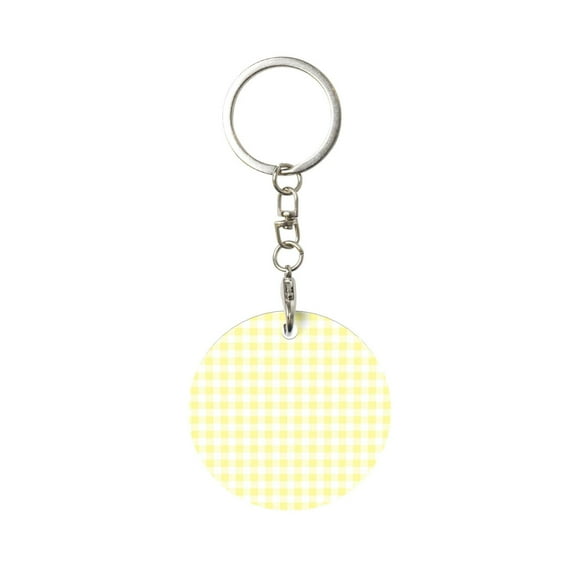 Naloa Lemon Yellow Checkboard Print Round Keychain Keychain Key Ring, Key Tag, Key Chain Bulk for Gift Accessories (Round)