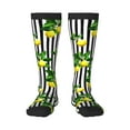 thumbnail image 1 of Naloa Lemons on Striped Thigh High Socks Extra Long Stretchy Sock Women Over Knee High Opaque Stocking Daily Wear, 1 of 6