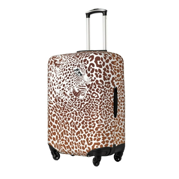 Naloa Leopard Brown Elastic Suitcase Protector, Travel Suitcase Protector Cover Fits 18-32in Suitcase(No luggage included)-Small
