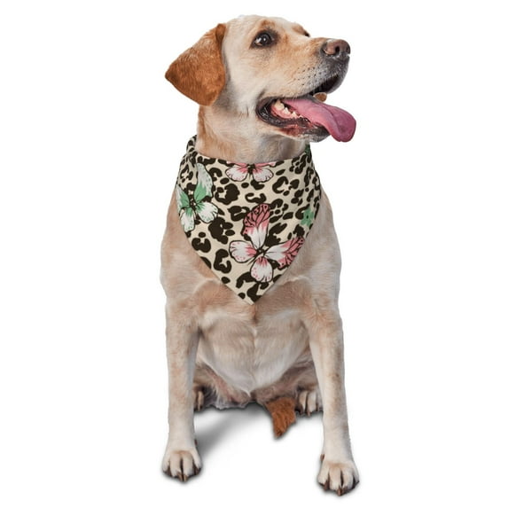 Naloa Leopard Dots Dog Bandanas 1PC Washable Triangle Dog Scarfs Premium Durable Fabric, for Small Medium Large Dogs and Cats