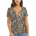 thumbnail image 1 of Naloa Leopard Dots Print T-Shirts Short Sleeve V Neck Tees for Women Fashion Tops Trendy Lightweight Soft Casual Summer Outfits Clothes, 1 of 5
