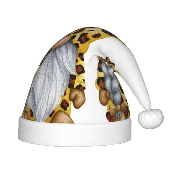 Naloa Leopard Gnomes Santa Hat for Kids Baby Christmas Hats,Girls Boys Toddler Plush Xmas Holiday Hat,Luxury Santa Claus Hat
