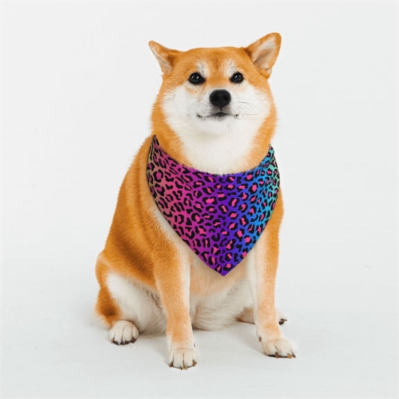 Naloa Leopard Neon Rainbow Gradient Dog Bandana Large and Small-Dog Scarf Bib Handkerchief Accessories for Dogs and Cats(S-L)-Medium