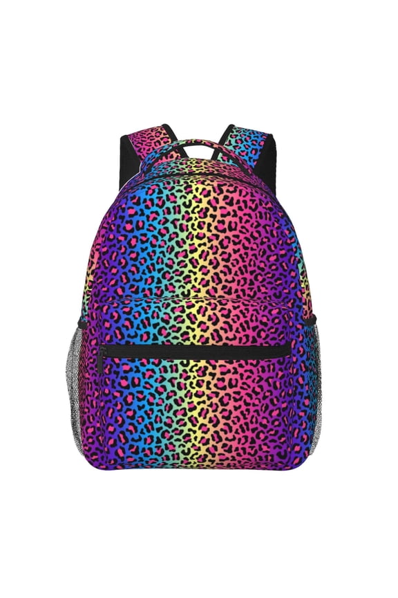 Leopard Neon Rainbow Gradient Print Solid Color Tie Formal Necktie for MenSuitable for business, daily life, work