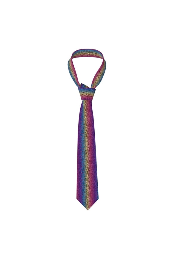 Leopard Neon Rainbow Gradient Print Solid Color Tie Formal Necktie for MenSuitable for business, daily life, work