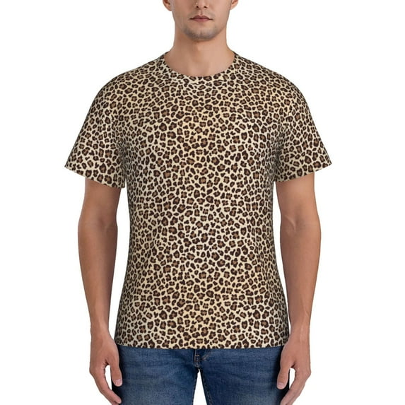 Naloa Leopard Print-2 Men's T-Shirt Sport T-shirt Men's Basic Tee Casual Men's Shirt, Round Neck, Short Sleeves - X-Large