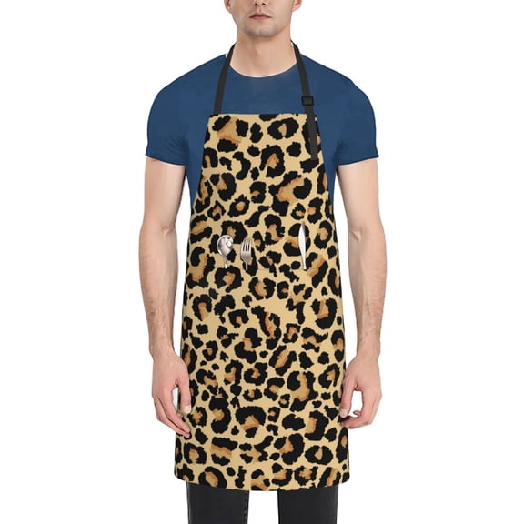 Naloa Leopard Print Apron Kitchen Aprons with Pockets for Women Men Chef