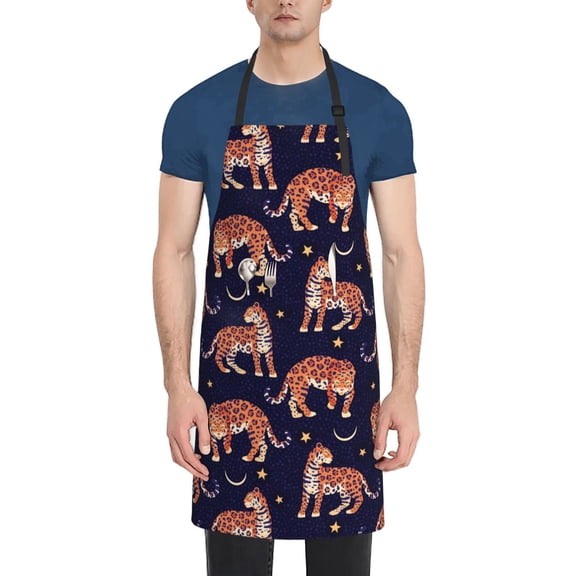 Naloa Leopard Print Apron Kitchen Aprons with Pockets for Women Men Chef