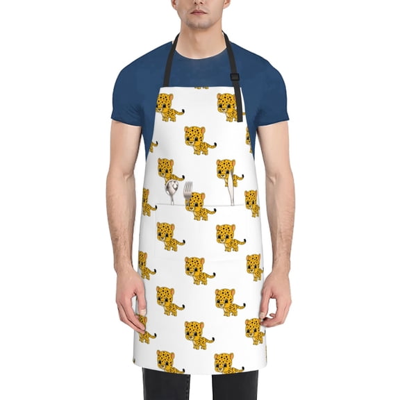 Naloa Leopard Print Apron Kitchen Aprons with Pockets for Women Men Chef