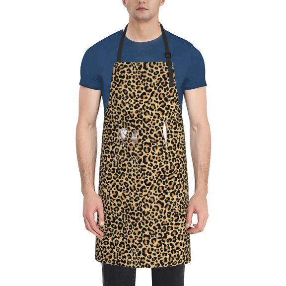 Naloa Leopard Print Apron Kitchen Aprons with Pockets for Women Men Chef