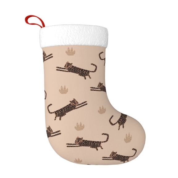 Naloa Leopard Print Christmas Stockings Decorations, Xmas Ornaments, DIY Personalized Farmhouse Decor for Home Family Party Tree