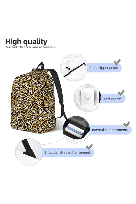 Leopard Print Durable Canvas College Rucksack,Laptop Excursion Backpack,Travel Notebook School Backpack,Bookbag For Men Women