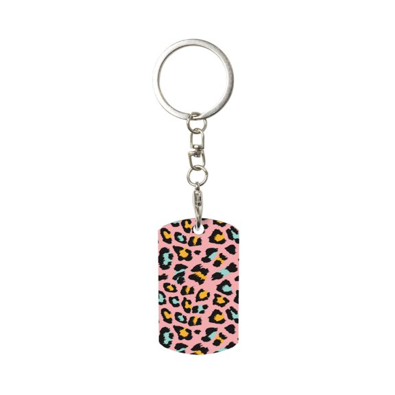 Naloa Leopard Print Keyfob with Split Key Ring and Print Labels, Key Labels Key Chain Tags, Luggage Tags, Car Key Chain Ring Keyfob Gift