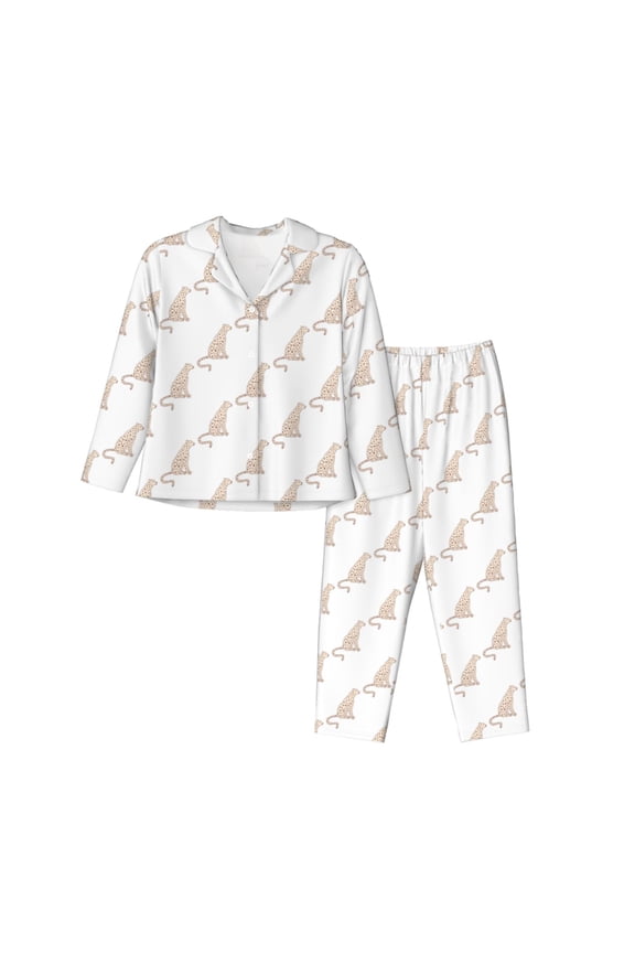 Leopard Print Pajamas for Women Set, Womens Pajama Sets, Lounge Sets for Women, 2pjs for Women-Medium
