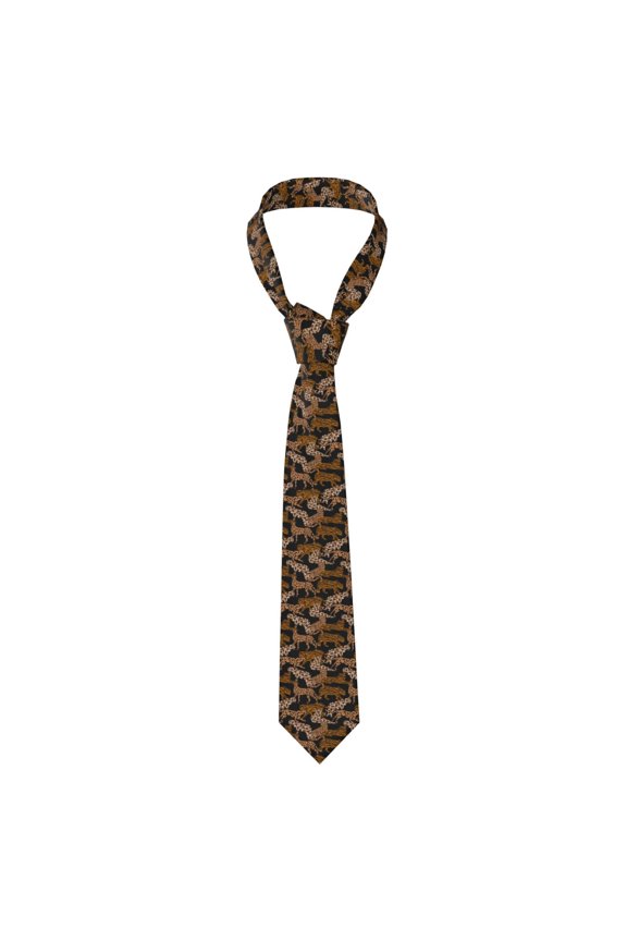 Leopard Print Print Solid Color Tie Formal Necktie for MenSuitable for business, daily life, work