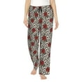 thumbnail image 1 of Naloa Leopard Print Rose Print Women’s Ultra-Soft Comfy Pajama Lounge Pants with Pockets & Drawstring, 1 of 8